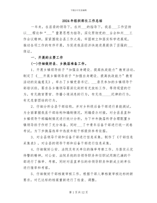 2024年组织部长工作总结