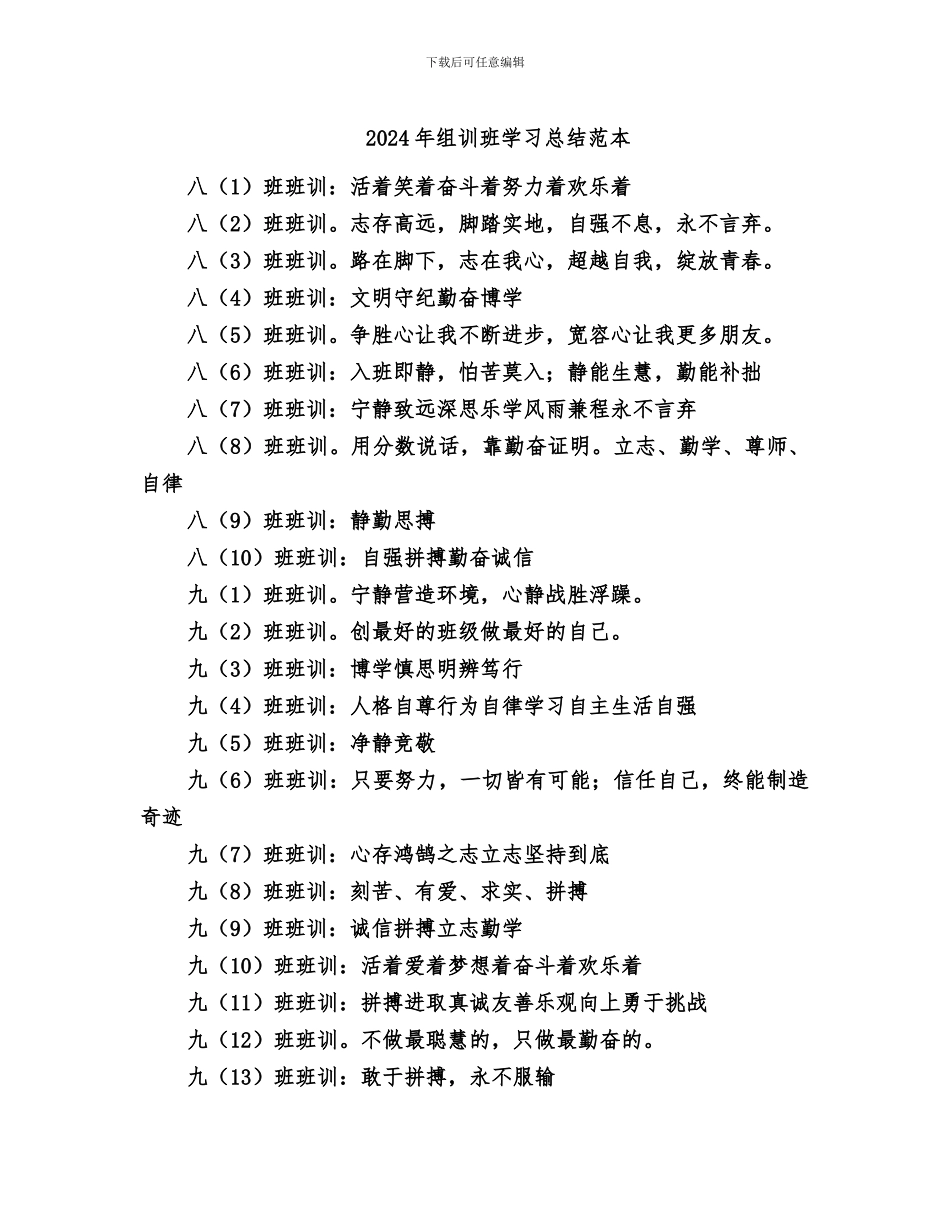 2024年组训班学习总结范本_第1页