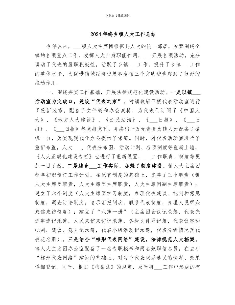 2024年终乡镇人大工作总结_第1页