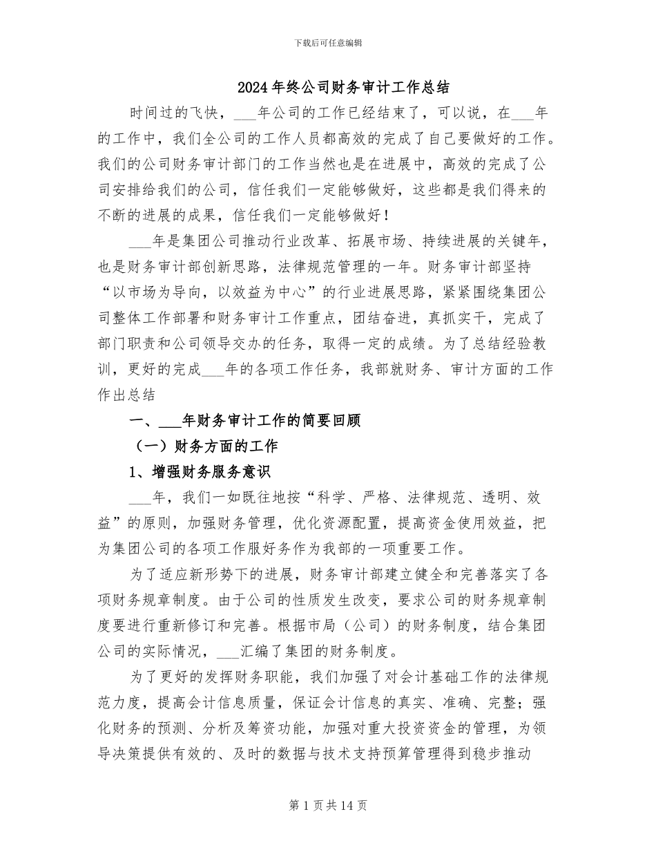 2024年终公司财务审计工作总结_第1页