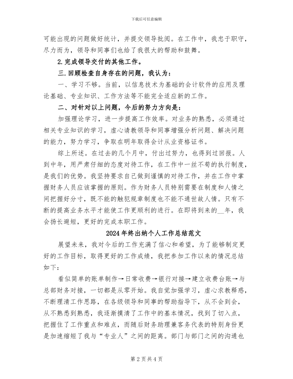 2024年终出纳个人工作总结_第2页