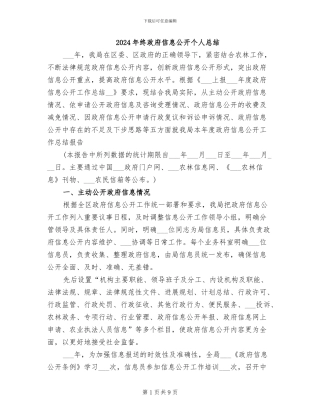 2024年终政府信息公开个人总结