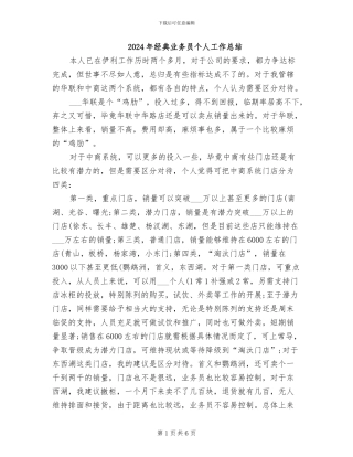 2024年经典业务员个人工作总结