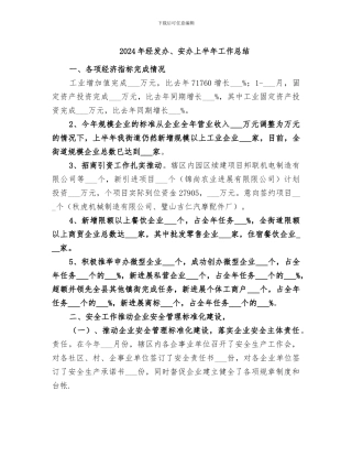 2024年经发办、安办上半年工作总结