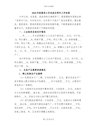 2024年经服局工作总结及明年工作安排