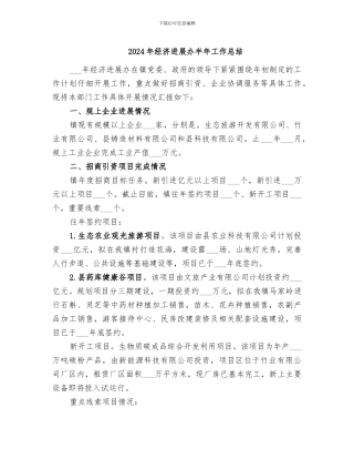 2024年经济发展办半年工作总结