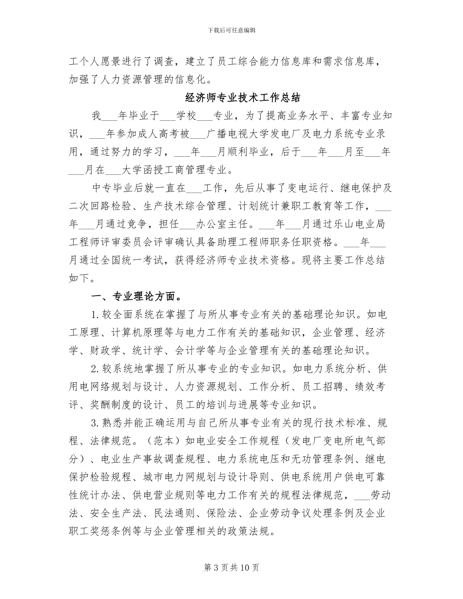 2024年经济师专业技术工作总结_第3页