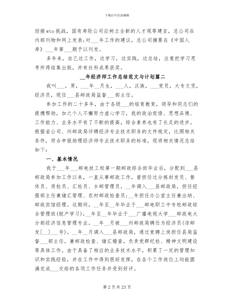 2024年经济师工作总结与计划_第2页