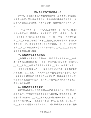 2024年经济师工作总结与计划