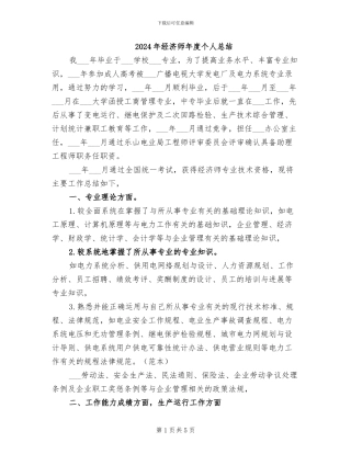 2024年经济师年度个人总结