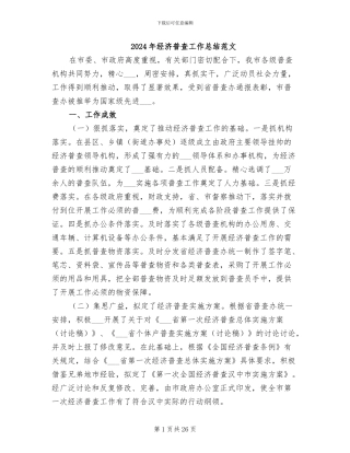 2024年经济普查工作总结范文