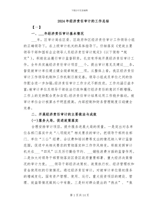 2024年经济责任审计的工作总结