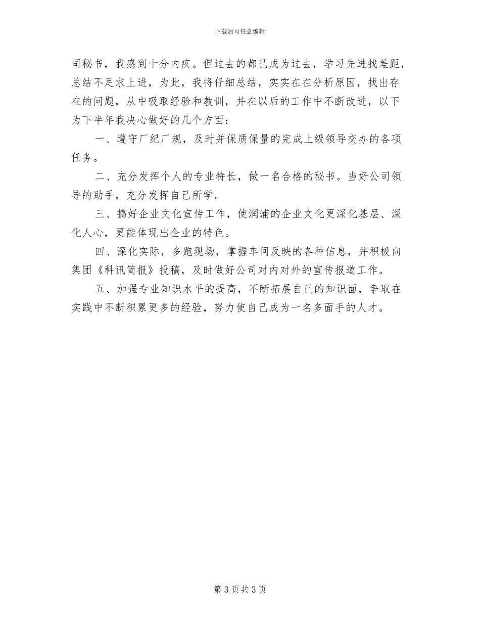 2024年经理秘书年终个人总结精选模版_第3页