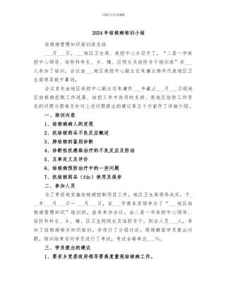 2024年结核病培训小结