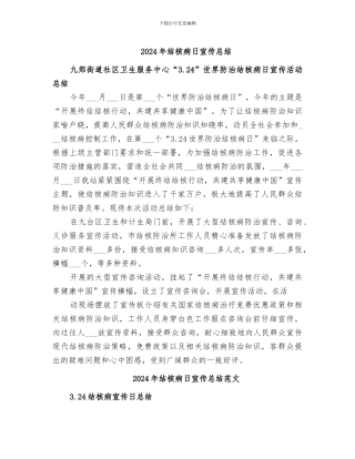 2024年结核病日宣传总结