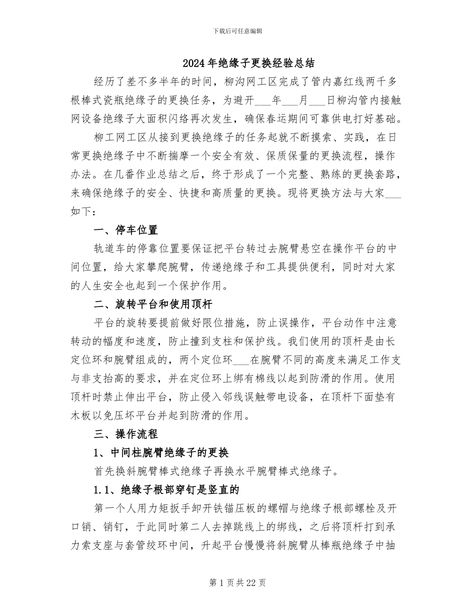 2024年绝缘子更换经验总结_第1页