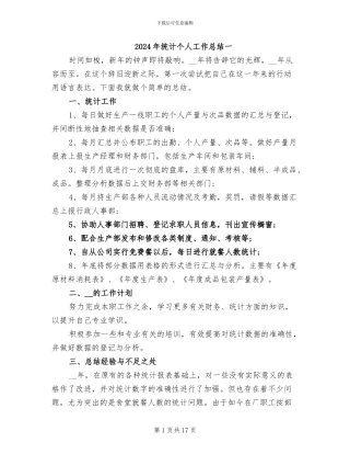 2024年统计个人工作总结一