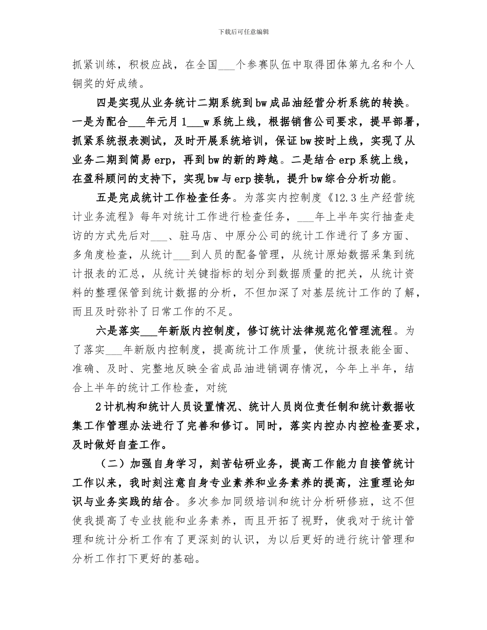 2024年统计个人工作总结范本_第2页