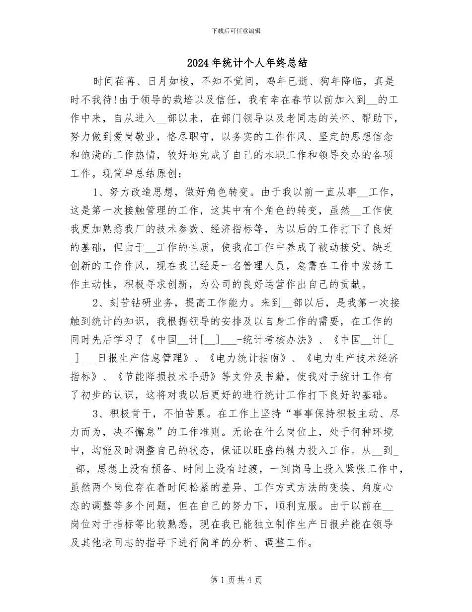 2024年统计个人年终总结_第1页