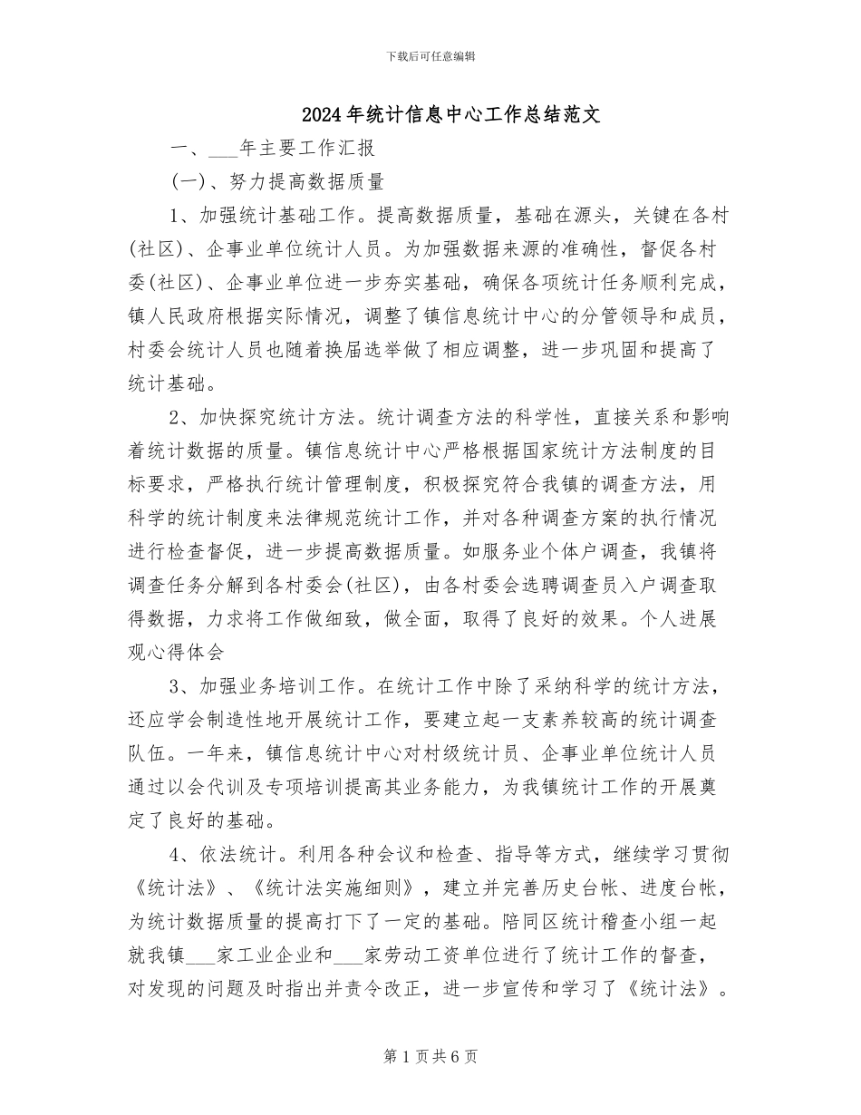 2024年统计信息中心工作总结范文_第1页