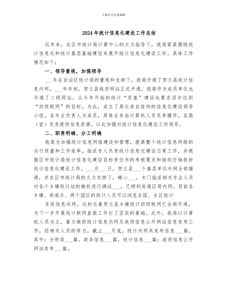 2024年统计信息化建设工作总结_第1页