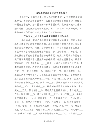 2024年统计划局半年工作总结2