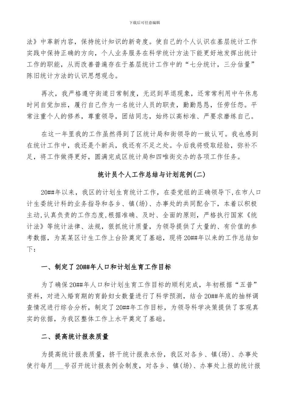 2024年统计员个人工作总结与计划范例_第2页