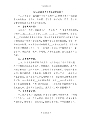 2024年统计员工作总结报告范文