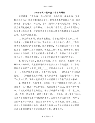 2024年统计员年度工作总结最新