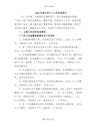 2024年统计局个人工作总结范文