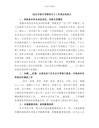 2024年统计局副局长个人年度总结范文