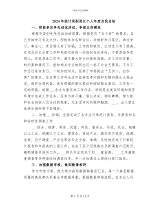 2024年统计局副局长个人年度自我总结