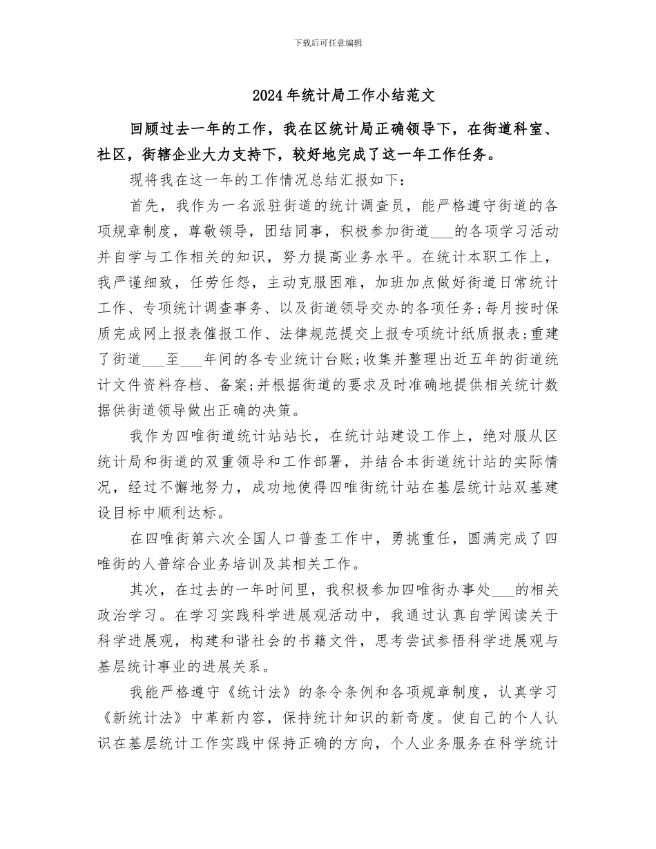 2024年统计局工作小结范文_第1页