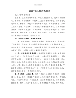 2024年统计局工作总结报告