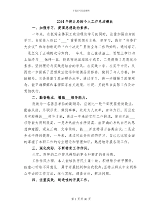 2024年统计局的个人工作总结模板