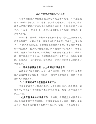 2024年统计局调查队个人总结