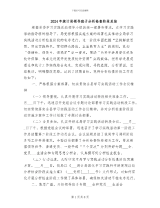 2024年统计局领导班子分析检查阶段总结