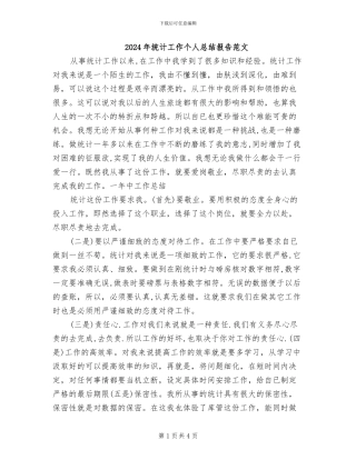 2024年统计工作个人总结报告范文