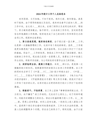 2024年统计工作个人总结范本