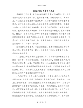 2024年统计年度个人总结