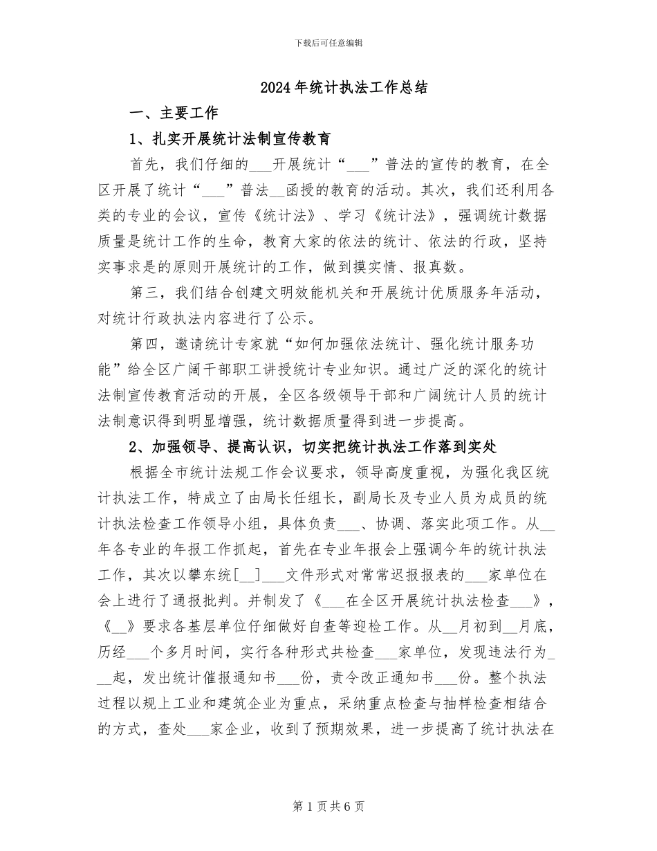 2024年统计执法工作总结_第1页