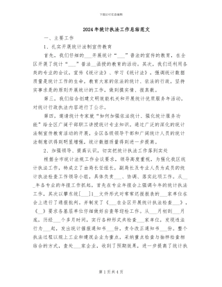 2024年统计执法工作总结范文
