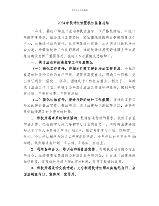 2024年统计法治暨执法监督总结
