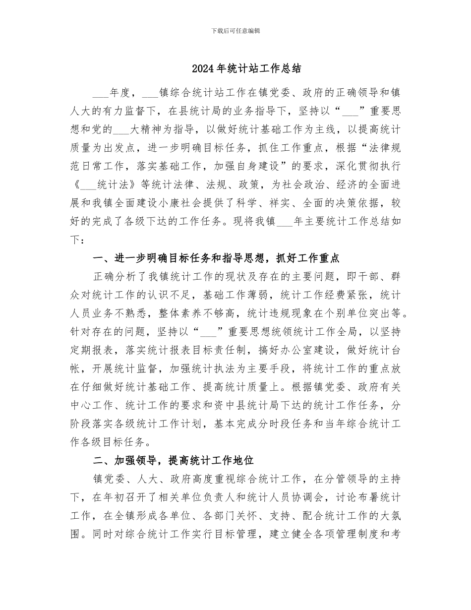 2024年统计站工作总结_第1页