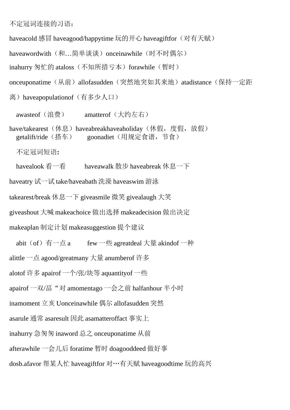 中考英语之冠词固定搭配常记_第1页