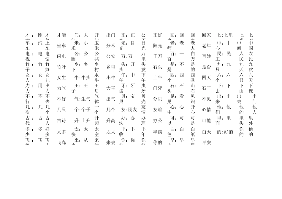 一年级上册语文生字组词、多音字、叠词、量词_第2页