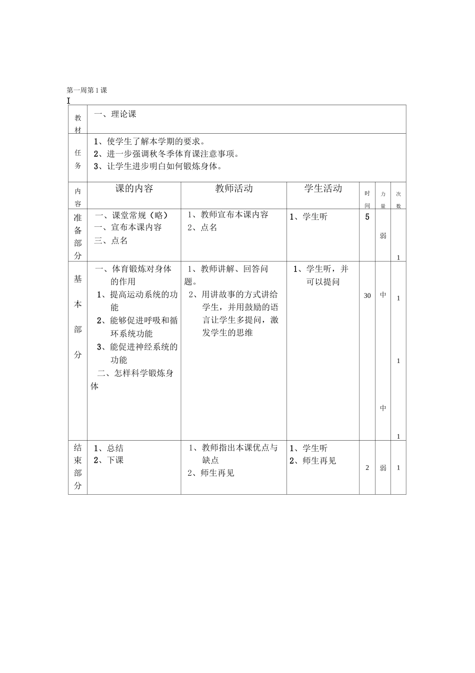 小学体育五年级-上册体育教案_第1页