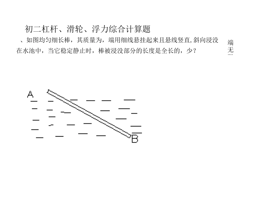 滑轮组、浮力、杠杆计算题_第1页