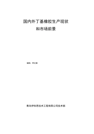 国内外丁基橡胶生产情况正式版