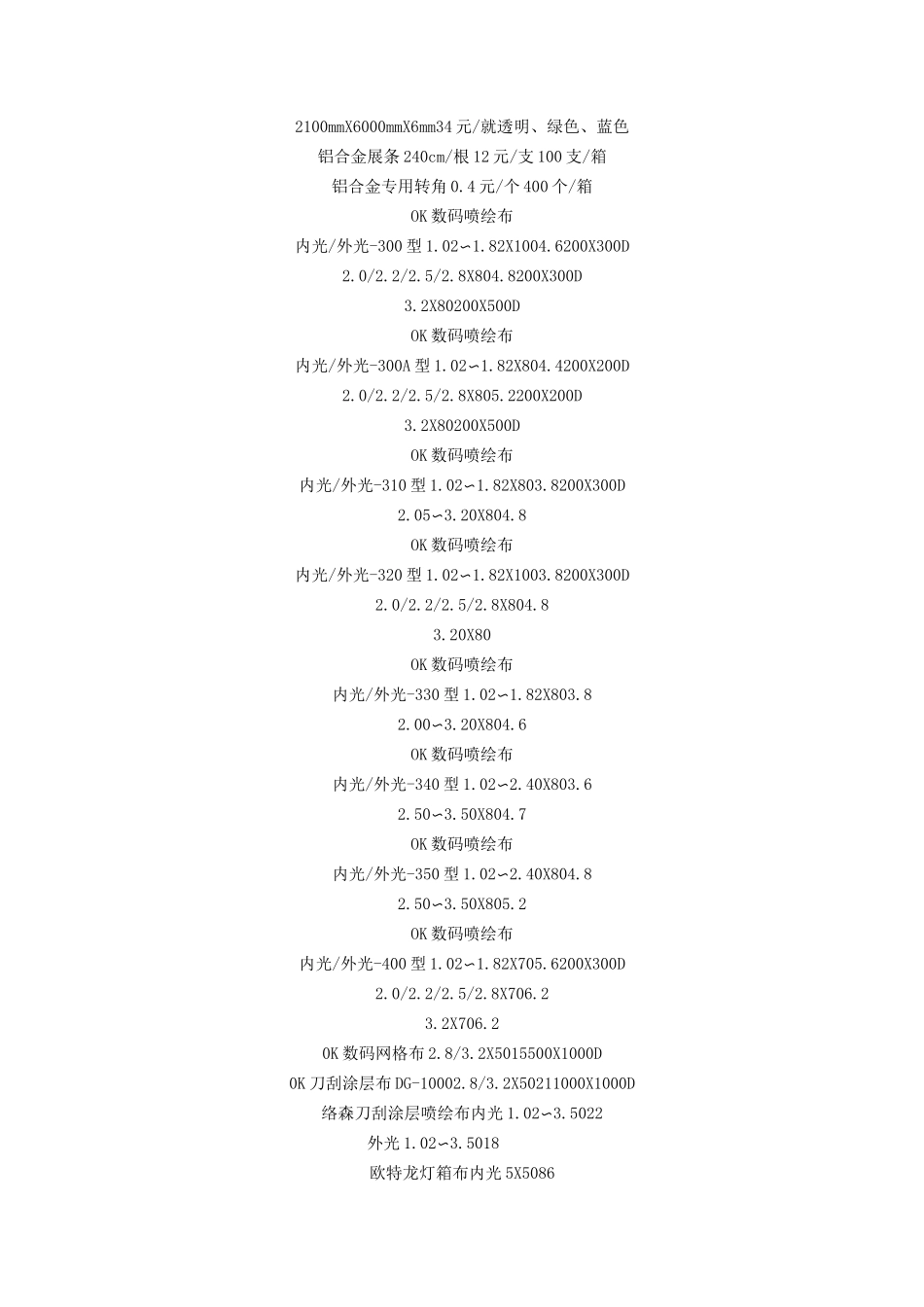 常用展览材料明细报价_第2页